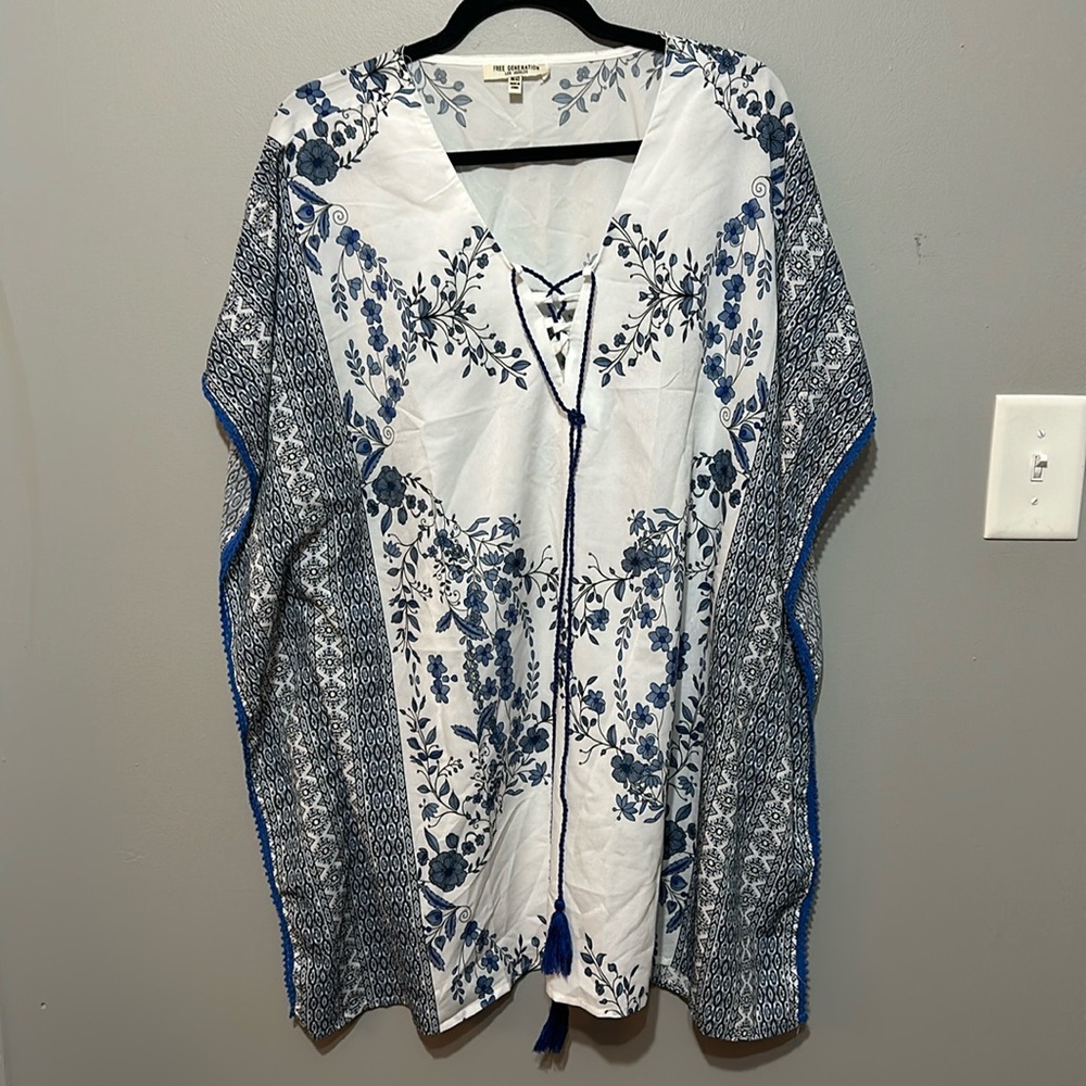 Free Generation Los Angeles Boho Lace-Up Blouse Dolman Sleeves One Size Like New